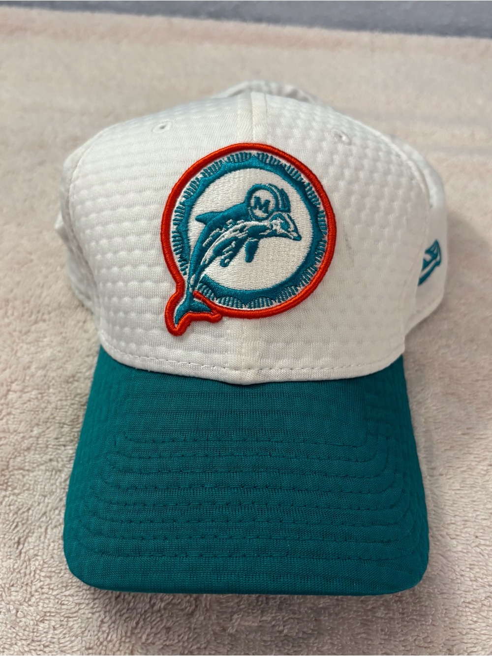 New Era Teal Brim Baseball Cap Stretch Miami Dolphins SZ L/XL A Frame Football